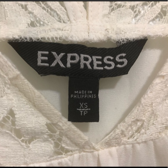 Express Off-White Top w/Lace Detailing - Picture 2 of 6